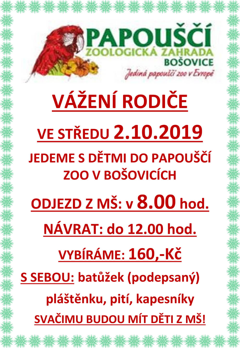 VÁŽENÍ RODIČE PL.PAPOŠČÍ ZOO 1